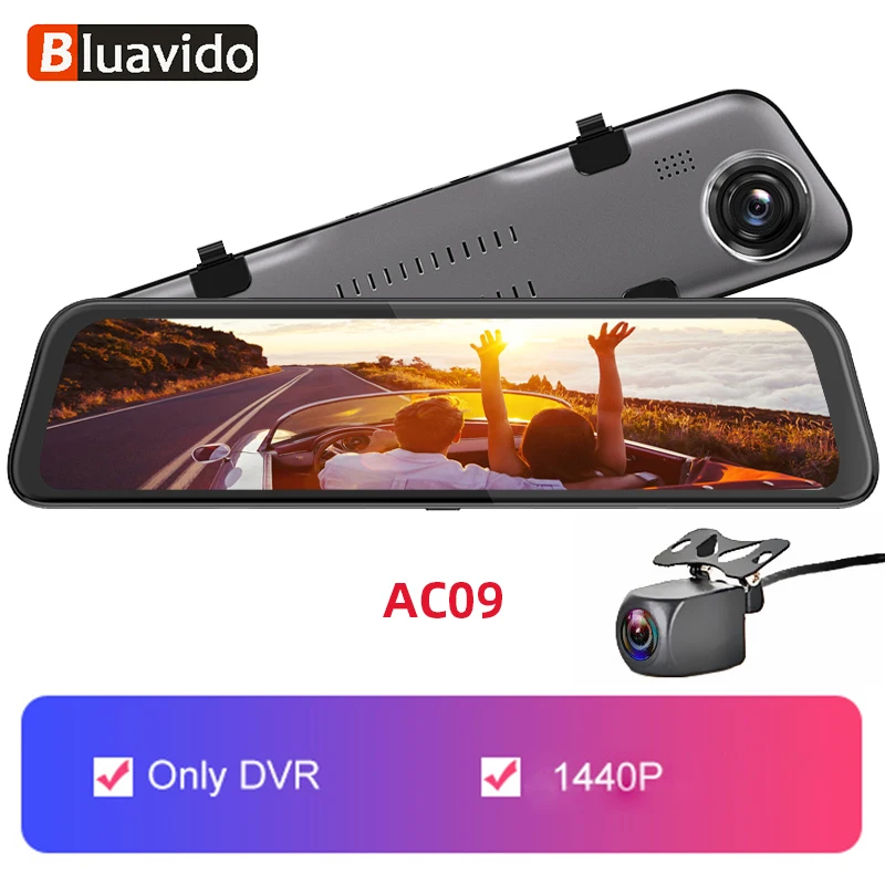 AC09 Bluavido 1" ips 4G Android 8,1 Автомобильное зеркало заднего вида DVR камера gps 2GB ram ADAS WiFi Bluetooth FHD 1080P видеорегистратор - Название цвета: AC09