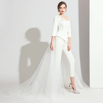 Элегантные вечерние платья длинный черно белый комбинезон с длинными рукавами