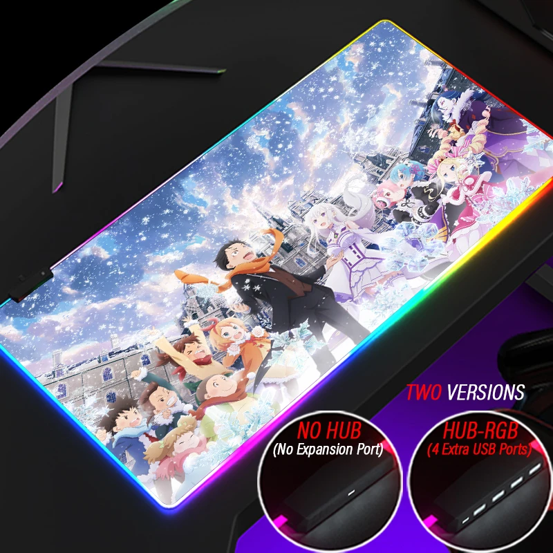 Настраиваемый прочный коврик для мыши Emilia RGB DIY Настольный Re zero со светодиодной