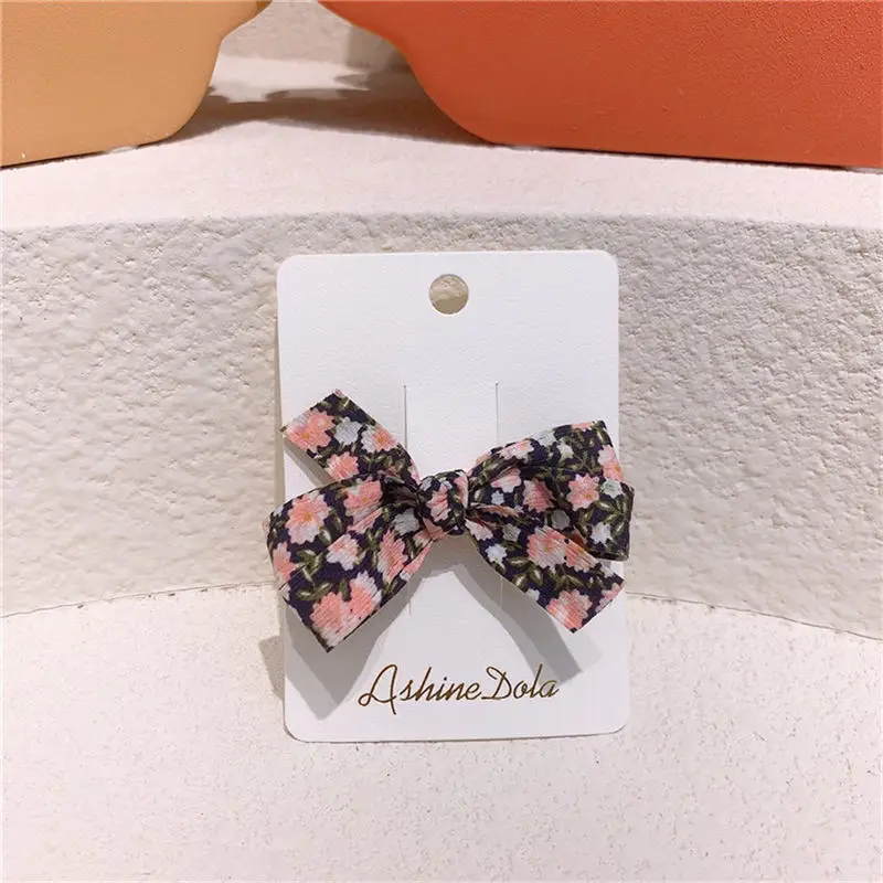 

New Floral Print Hair Clip Girls Multi-layer Bow Hairpin Cute Baby Headdress Edge Clip for Children Fashion Hair Accessories