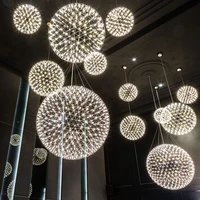 modern brief loft spark ball led pendant lighting fixture firework stainless steel lamps home deco warm white dimming 110 240v