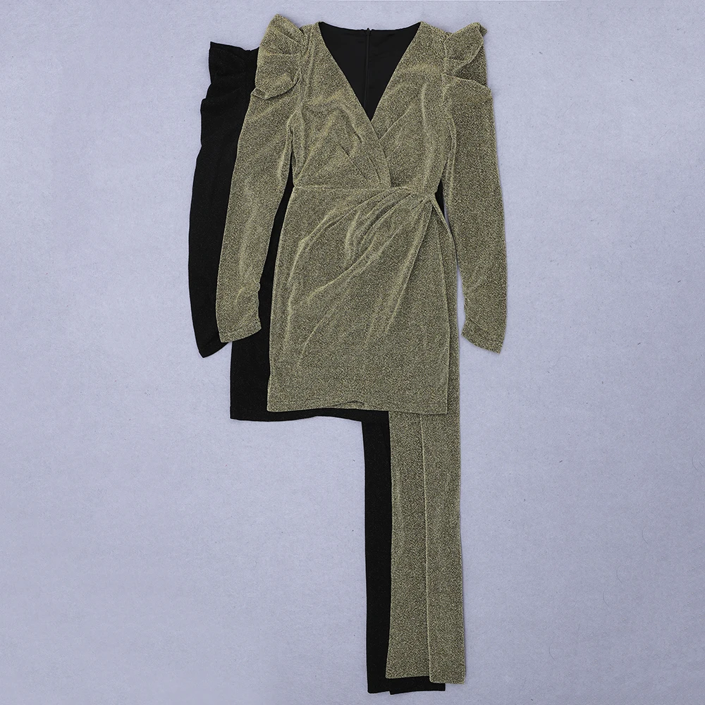 

Ailigou New Summer 2021 Women Sexy Designer Army Green Bandage Dress Ladies Elegant Long Sleeve Mini Bodycon Party Dress Vestido