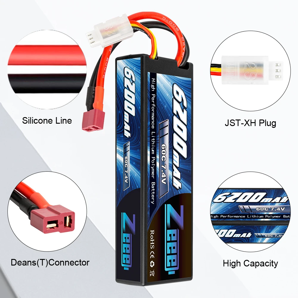 zeee 74 v 60c 6200mah 2s lipo батарея в твердом пере