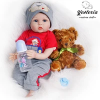 55cm reborn baby doll boy newborn toy for girls surprise gifts birthday alive dolls silicone vinyl bebe red outfit with toy bear