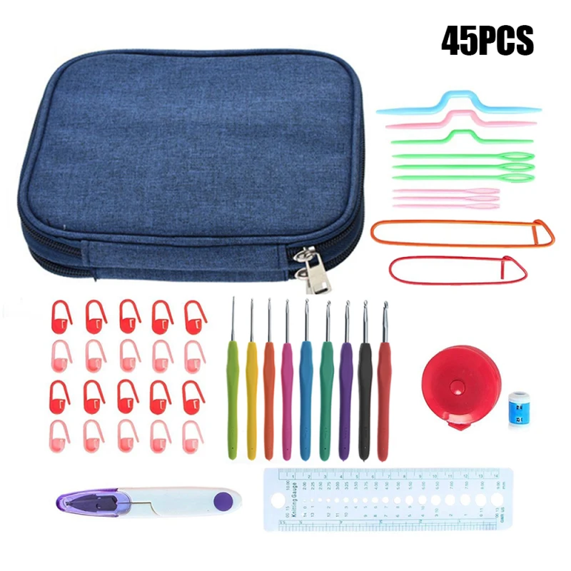 45 шт набор крючков для Вязание иглы швейные инструменты тканый свитер аксессуары