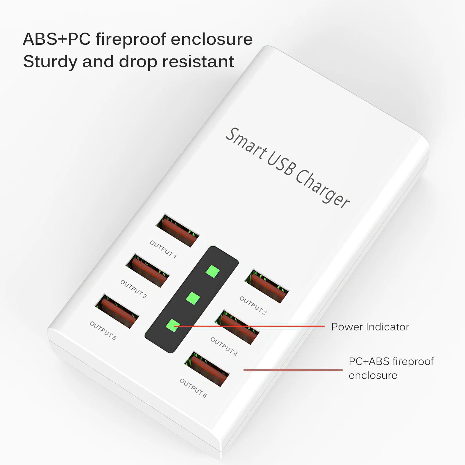 

30W Universal Intelligent USB Charger USB Charging Adapter With Charging Indicator 6 Output Ports USB Fast Charging Converter