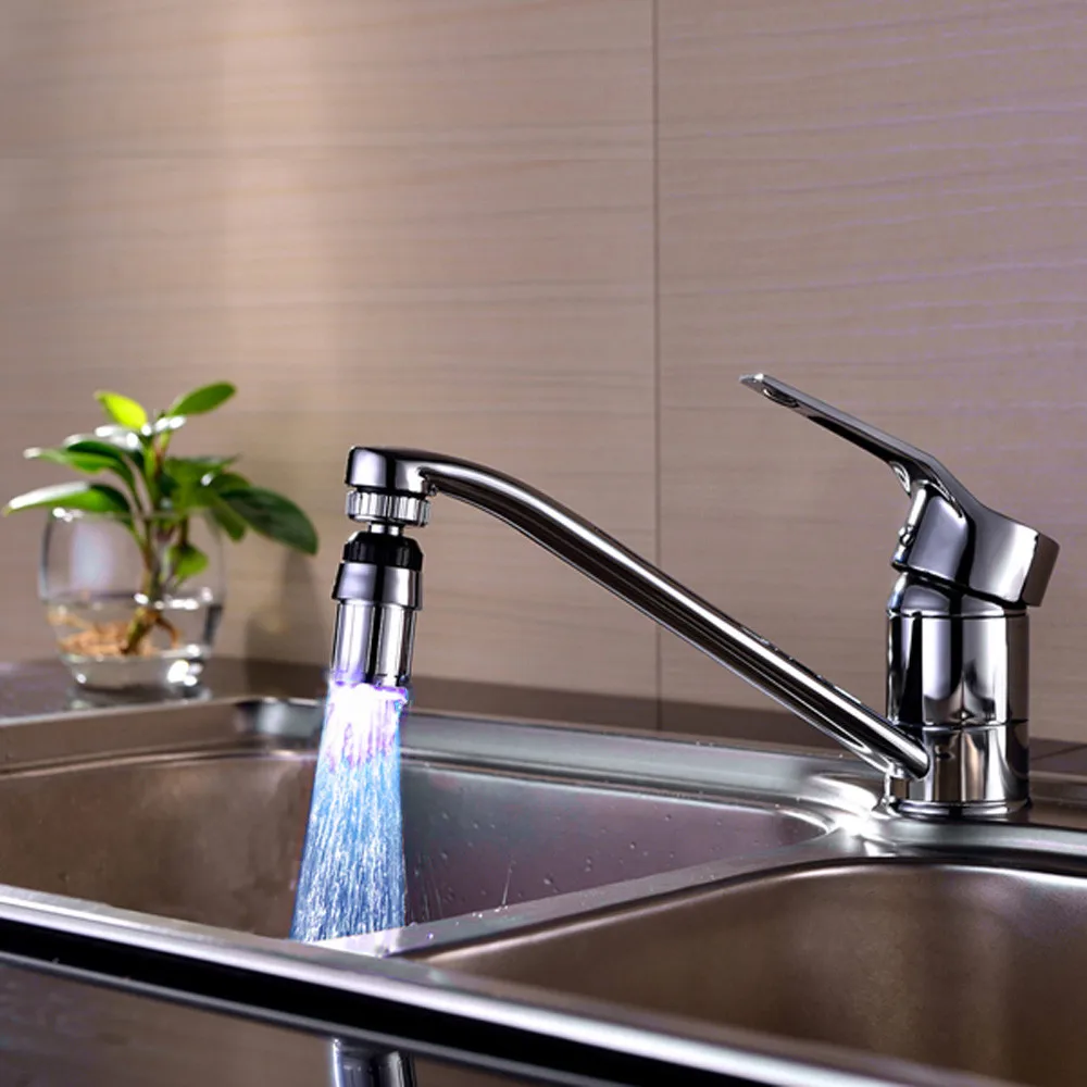 

Kitchen Sink 7 Color Change Water Glow Water Stream Shower LED Faucet Taps Light Bathroom Products #K5