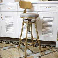 nordic golden bar stool iron rotating lifting barstools with back metal high leg chair height adjustablew