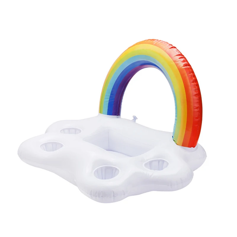 

Summer Party Bucket Rainbow Cloud Cup Holder Inflatable Pool Float Beer Drinking Cooler Table Bar Tray Beach Swimming Ring