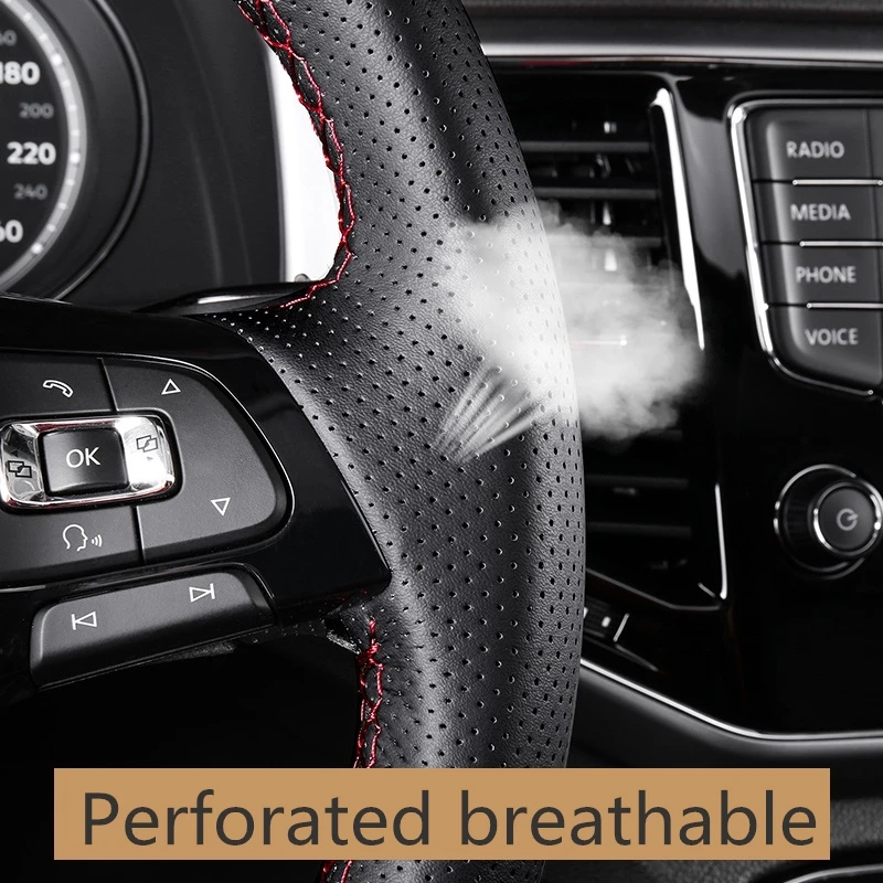 Чехол на руль из микрофибры для Volkswagen VW Golf 7 Mk7 Passat B8 новый Polo Jetta Tiguan Bora D прошитый