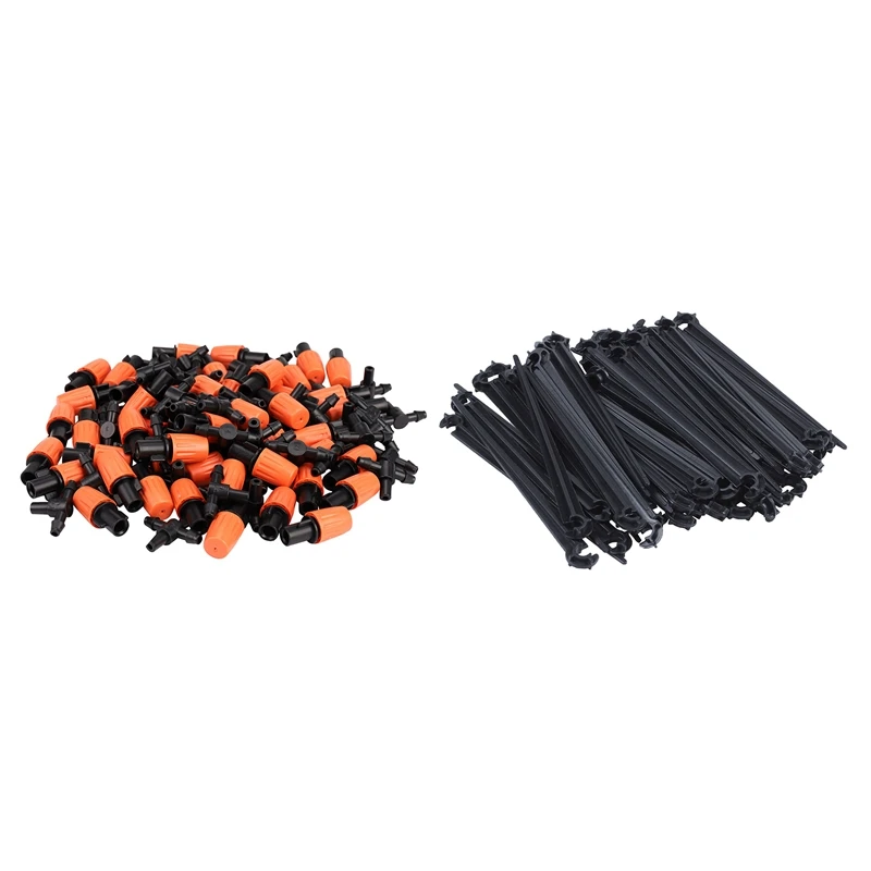 

50 Pcs Garden Irrigation System Watering Sprayer & 50 Pcs C-Shaped Garden 4 / 7Mm Drip Irrigation Pipe Bracket