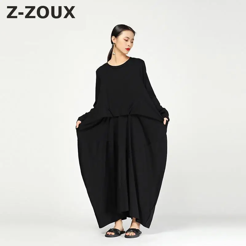 Z-ZOUX женское платье с длинным рукавом свободное ассиметричное в полоску длинные