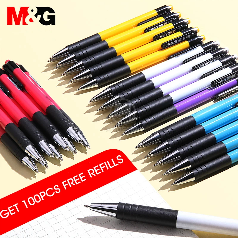Выдвижная шариковая ручка M & G 20/40 шт. 0 7 мм 100 Сменные ручки для школы офиса