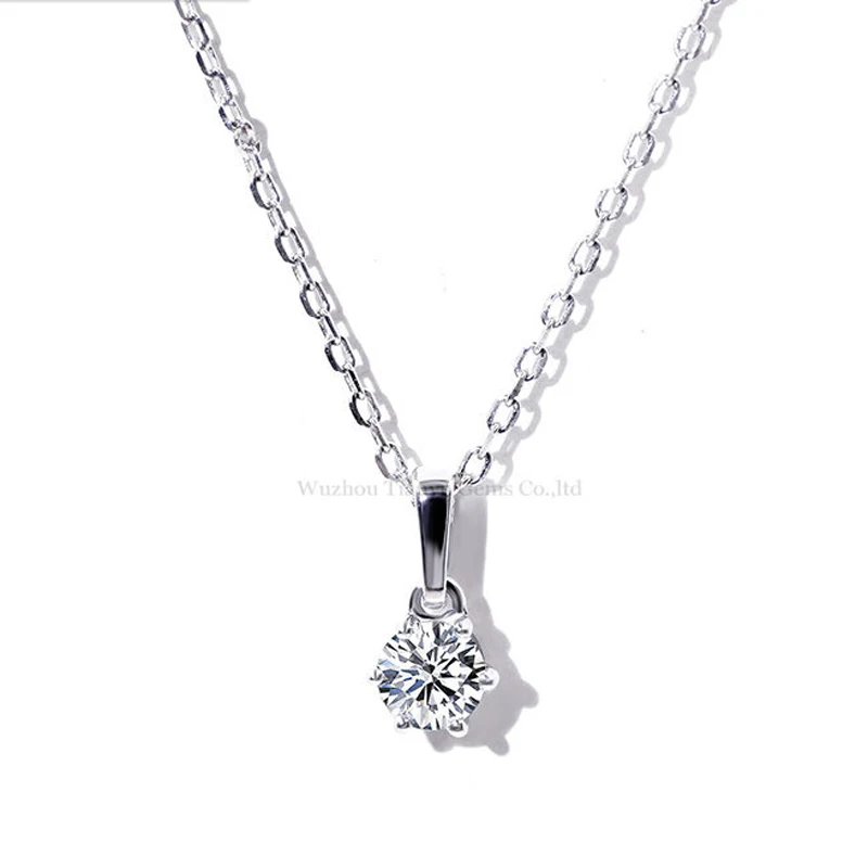 

Tianyu Gems 925 Silver Necklace Moissanite Pendants 6.5mm/5mm Round Diamonds Women Wedding 18k Gold Plated Chain Fine Jewelry