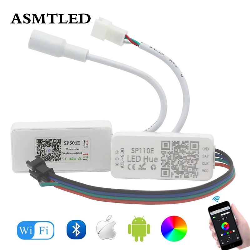 DC5-12V SP110E bluetooth-контроллер для Пиксельная адресация светодиодной ленты DC5-24V SP501E контроллер WIFI RGB для WS2811 WS2812B SK6812