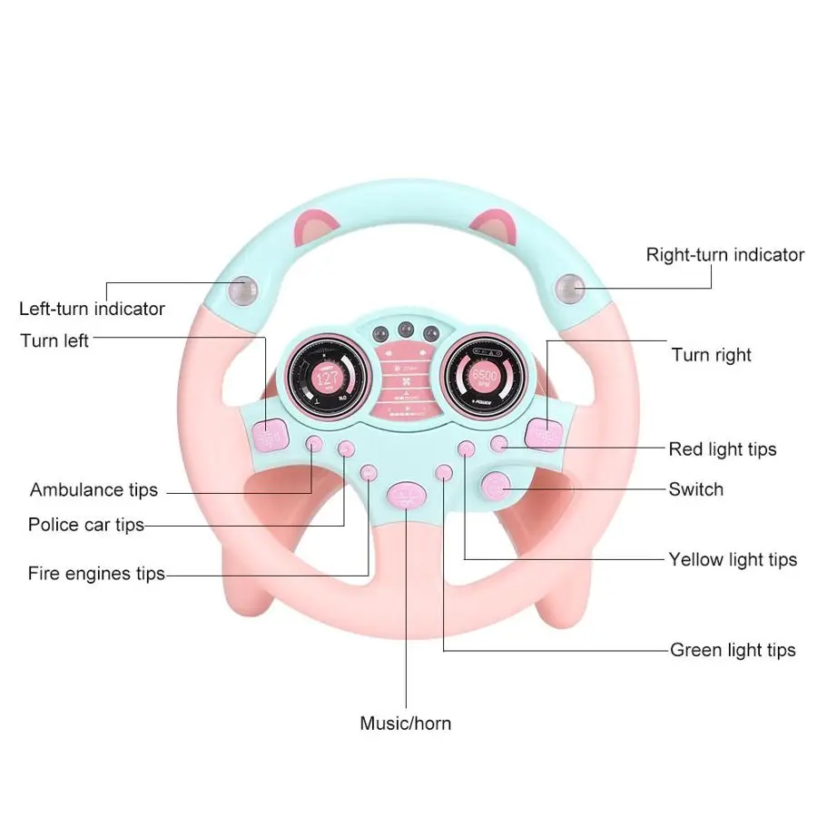 Электронная игрушка с рулевым колесом светильник симулятор вождения автомобиля звук рулевое колесо