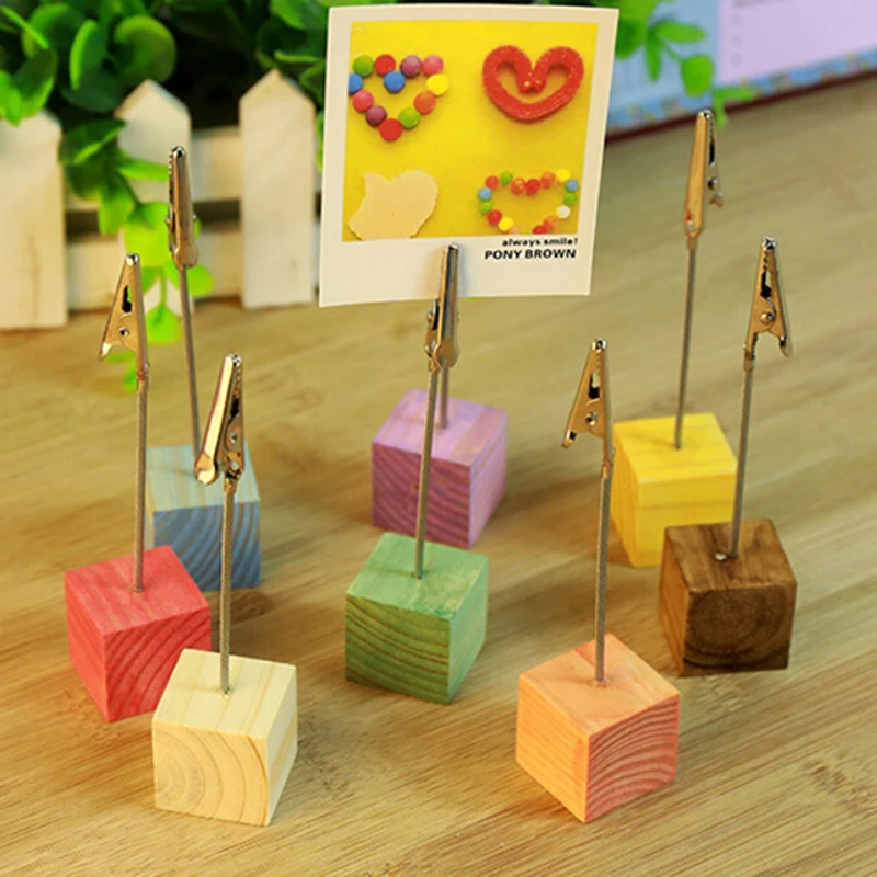 1PC 8 Cube Stand Alligator Wire Card Note Memo Table Photo Picture Clip Holders | Канцтовары для офиса и дома