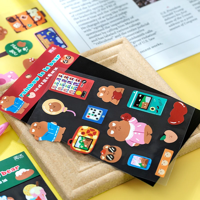 1 шт в Корейском стиле Носки с рисунком медведя из мультика милые наклейки