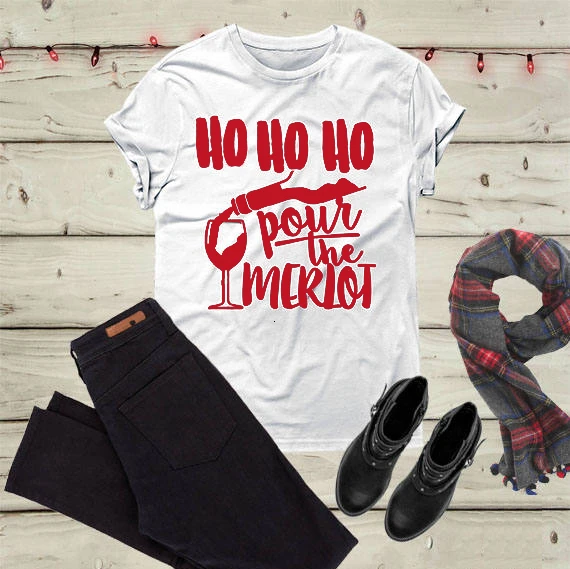 

Christmas party Merlot shirt drinking funny slogan graphic aesthetic grunge tumblr holiday gift cotton tee quote t-shirt- K389