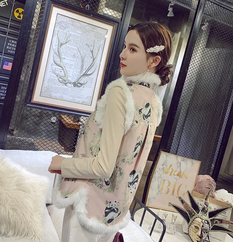Китайский стиль, зимний женский жилет, без рукавов, пальто, Qipao, жилет, свободный, в винтажном стиле, теплый, мягкий жилет, хлопок, новинка, жилет, Femme, TA2142