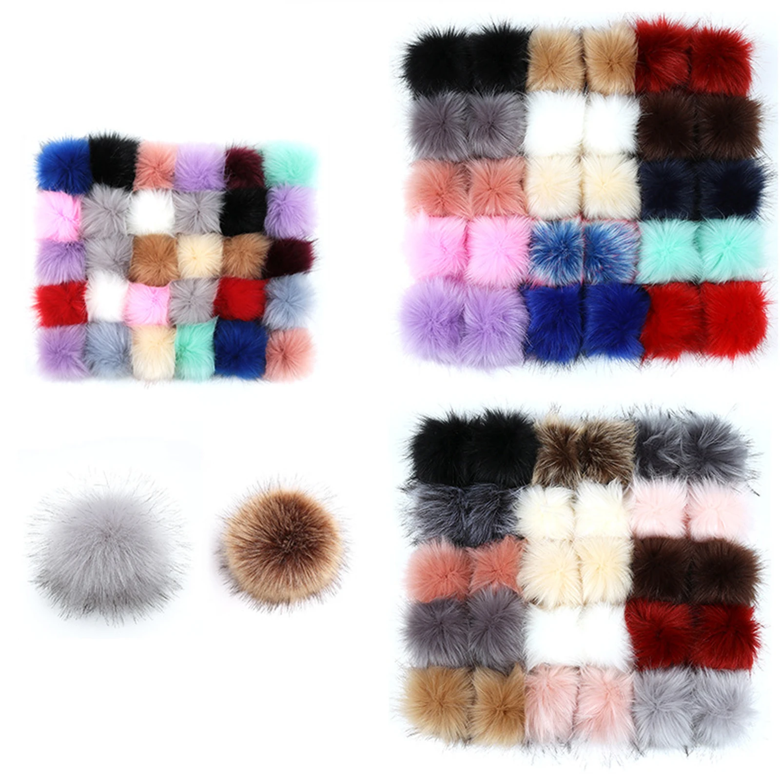 

6pc New winter hat luxury quality Fox fur pompom hats beanie Girls women bonnet winter hats for women Pom Pom Balls Multicolor