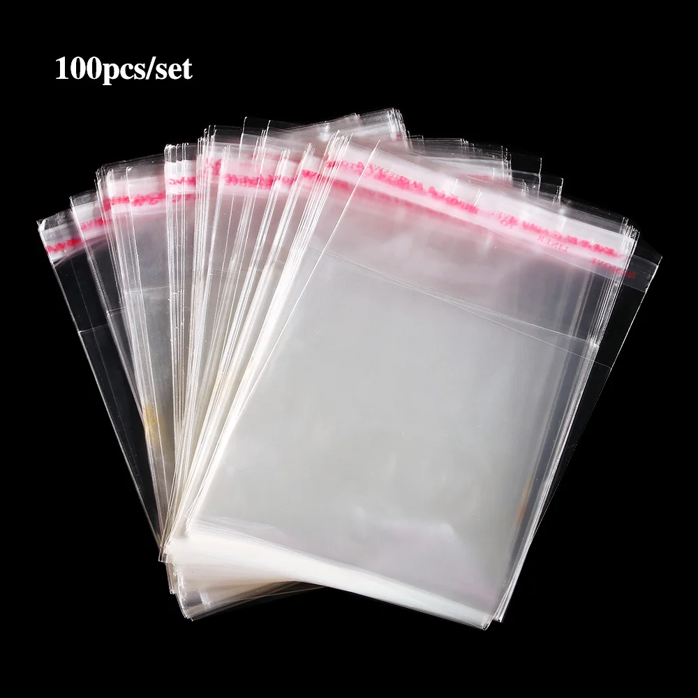 

100 Pcs 8cmx12cm Thick Clear Self Adhesive Cellophane Bags Small Self Sealing Packing Clear Storage Bag Resealable OPP Bag