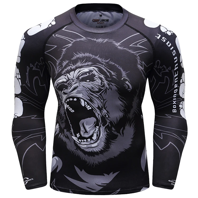 

2021 Men Running Fitness Rash Guard New Design Digital Sublimation Printed Long Sleeve