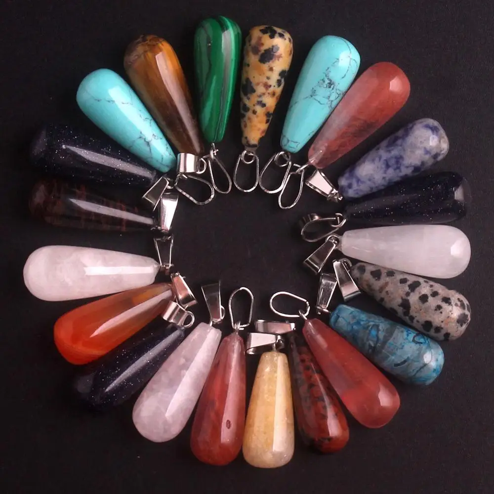 

30/60/100PCS wholesale Women natural stones Unakite Turquoises Pendant charms Beads Jewelry pendants for Necklaces making
