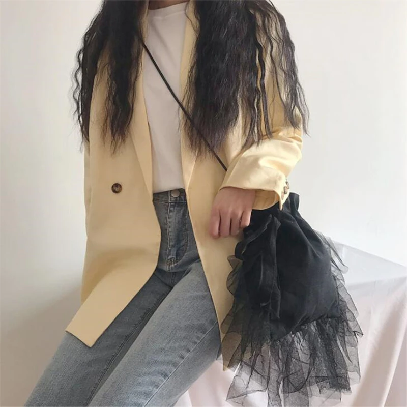 Винтажная Черная кружевная сумка для женщин на шнурке через плечо холщовая