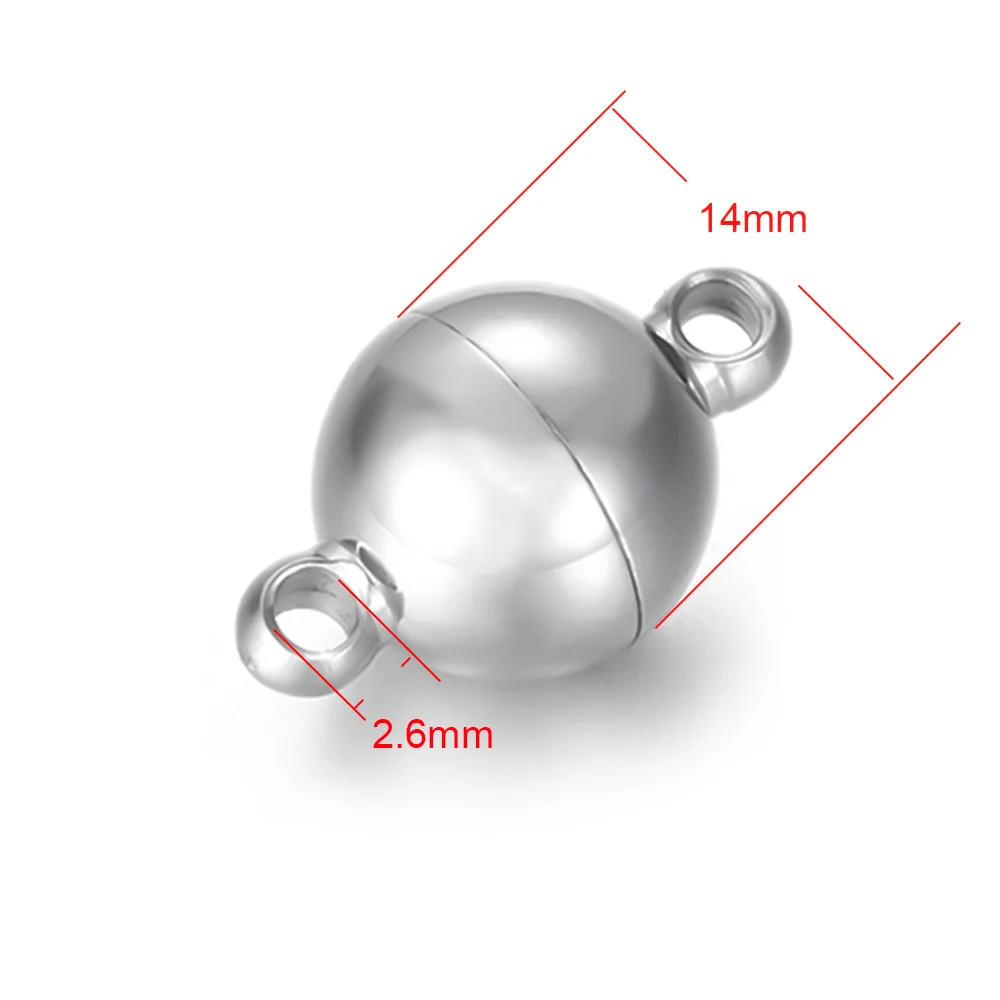 14mm 4 шт нержавеющей магнитный браслет со стальными элементами круглый шар кожаный шнур застежки браслет с магнитной застежкой diy части для материал для изготовления украшений - Цвет: 14mm