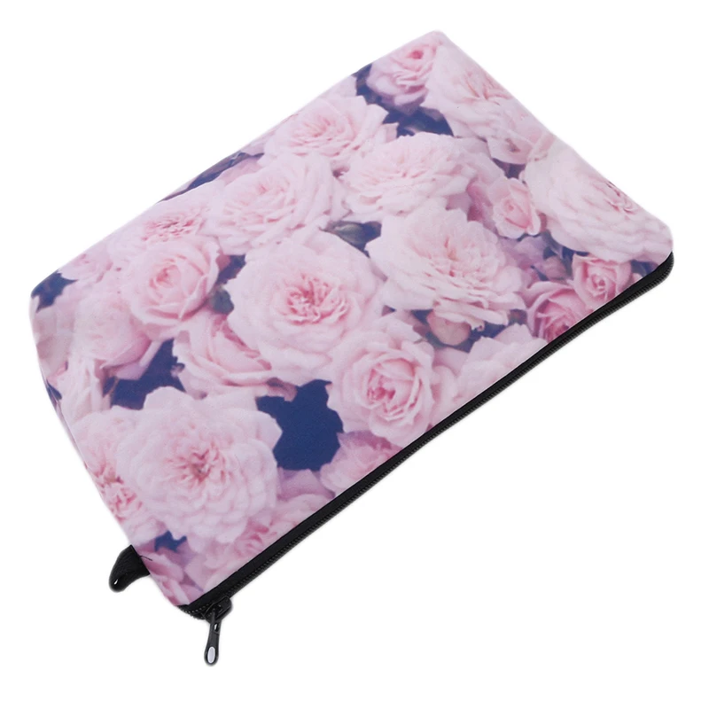 

Creative Pink Rose 3D Printing Cosmetic Bag Europe America Ladies Make Up Bag Portable Wash Toiletry Bags