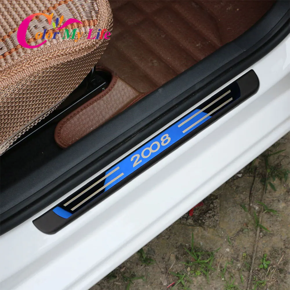 4 шт./компл. автомобиля порога пластина для peugeot 2008 Авто порогов покрытие пластин аксессуары