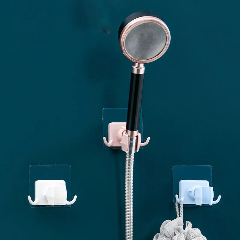 

Adjustable Shower Head Holder With Hook Stand Hang Bath Ball Towel Nano Traceless Adhesive Home Bathroom Supplies Parts
