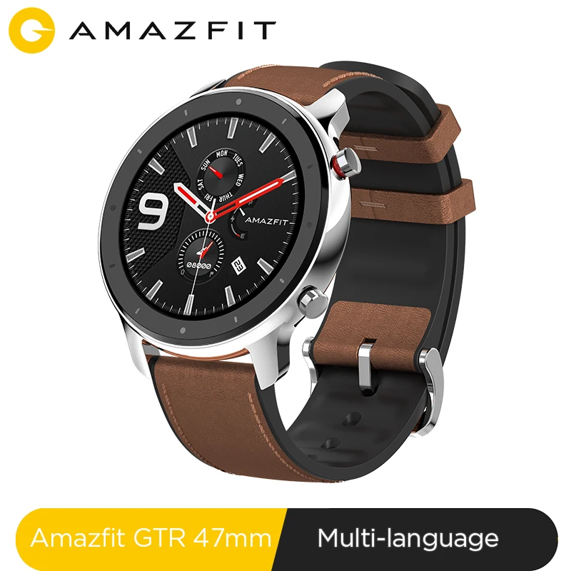 Amazfit GTR 47 мм Смарт-часы 5atm водонепроницаемые умные часы 24 дня батарея Gps управление музыкой кожаный силиконовый ремешок глобальная версия