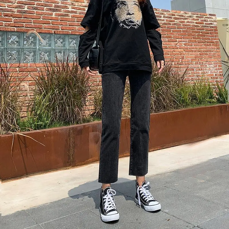 

High waist small straight elastic jeans women's new Korean version net red tight and versatile, showing the trend of thin pipe