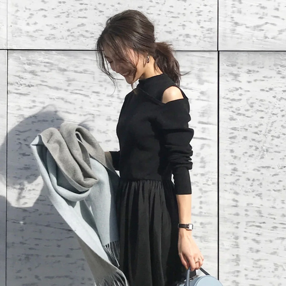 Женское трикотажное платье-свитер Элегантное повседневное свободное