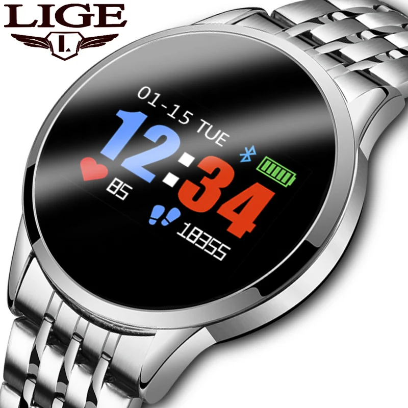 Мужские умные часы LIGE с пульсометром и напоминанием о кровяном давлении
