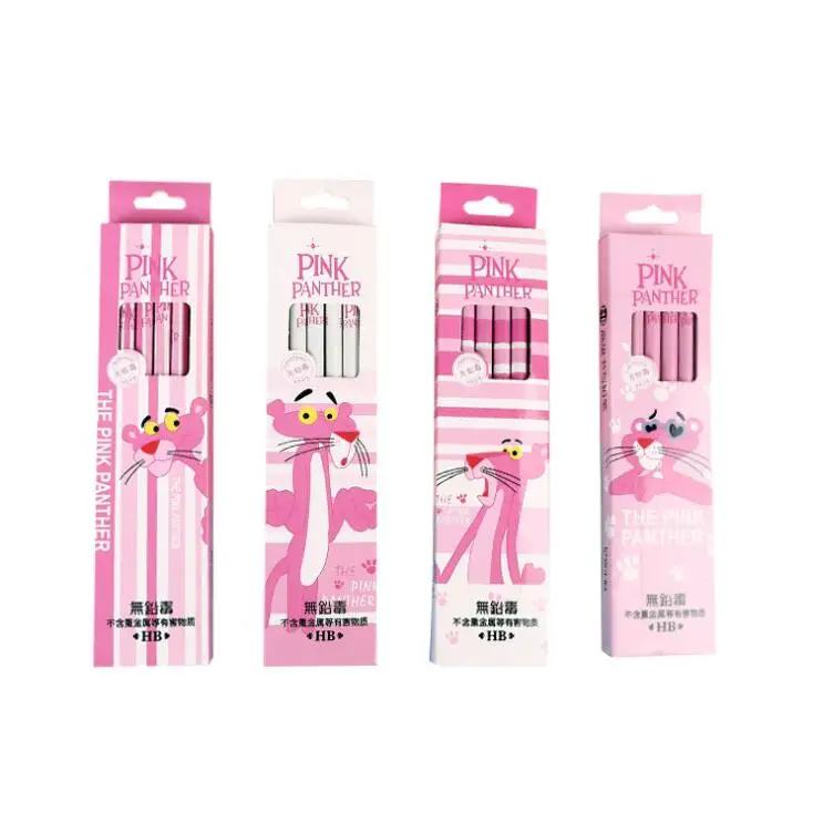 Деревянные карандаши HB с ластиком милые розовые Пантеры и фламинго детские