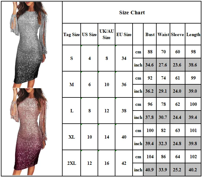 Женское элегантное вечернее платье с бахромой длинным рукавом и градиентными