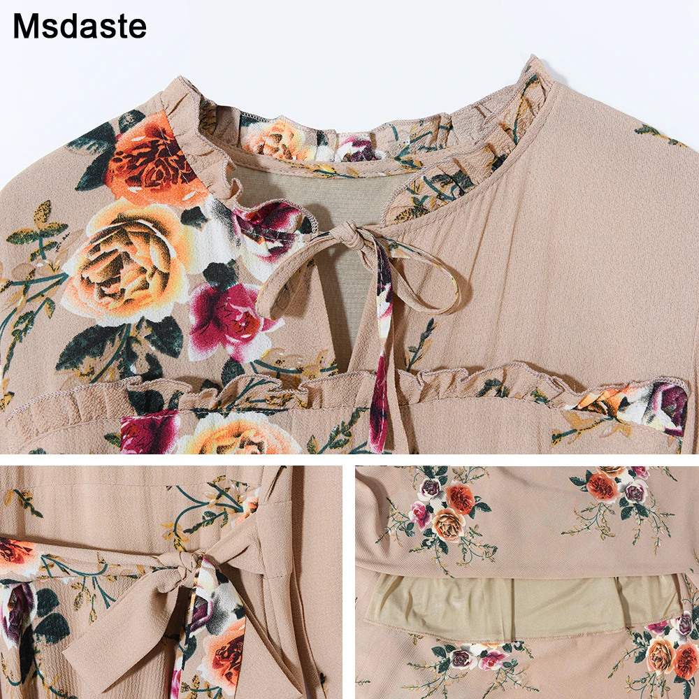 New Elegant Women Dresses Autumn Floral Printed Ruffles Dress Runway High Quality A-line Long Party Beach | Женская одежда