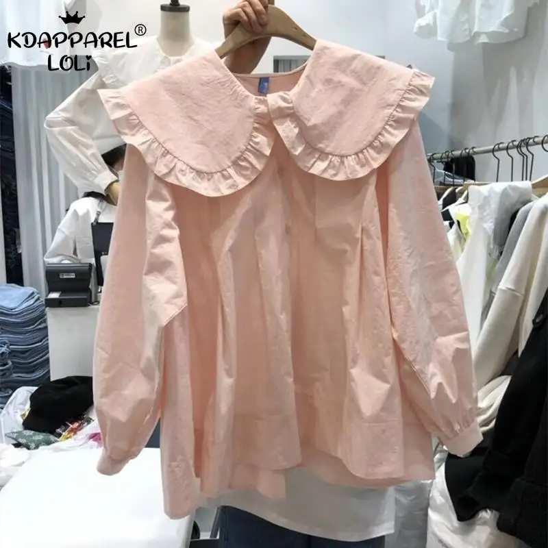 Корейский элегантный стиль Милая женская рубашка воротник кукла топы с