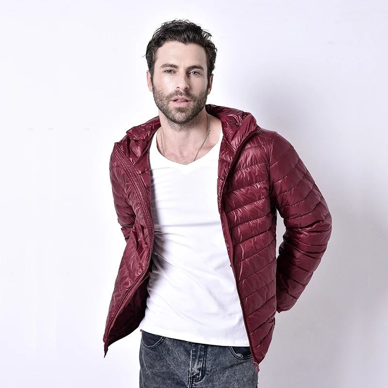 White duck down jacket men's lightweight down jacket down jacket men's fall/winter men's lightweight hood