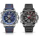 Мужские водонепроницаемые аналоговые кварцевые часы с хронографом и кожаным ремешком