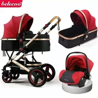 luxurious baby stroller 3 in 1 portable travel carriage folding prams aluminum frame high landscape car for newborn buggy