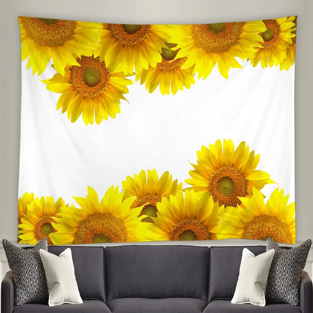 

Sunflower Flower Tapestry Yellow Floral Plant Scenery Living Room Bedroom Dorm Bedside Wall Decor Party Backdrop Hanging Cloth