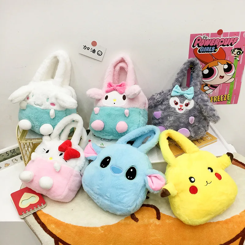 

New Fashion Cinnamoroll My Melody Kt Plush Kawaii Sanrioed Anime Plushie Shoulder Bag Messenger Bag Kids Keys Coin Purse Handbag