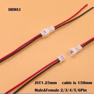 10 пар разъемов Micro JST JST1.25 2P 3P 4P 5P 6PIN штекер и гнездо разъем с 150 мм провода кабели светодиодные ленты соединители