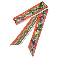 designer new bag scarf floral wave print ladies scarf mulberry silk scarf fashion skinny small ribbon neck scarf headband m27