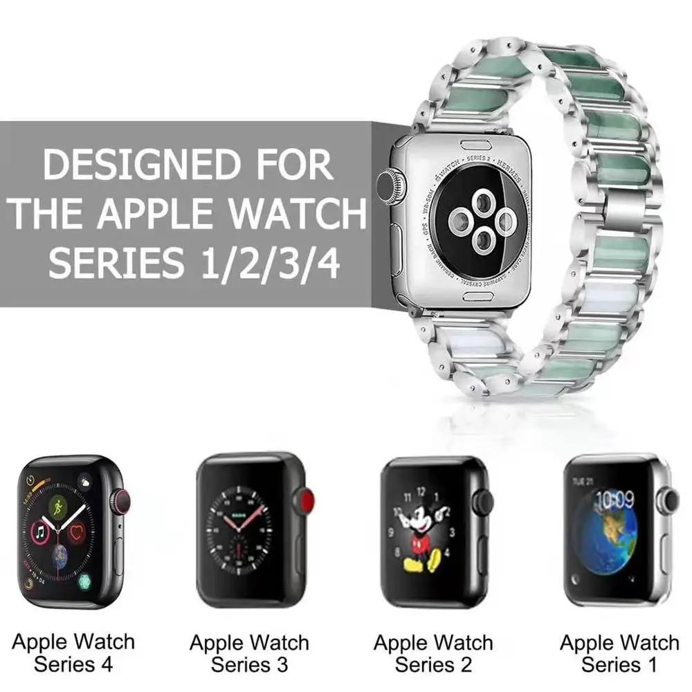 Изумруд браслет из нержавеющей стали для Apple Watch 5 серии 40 мм 44 iWatch 4 /3/2 ювелирных