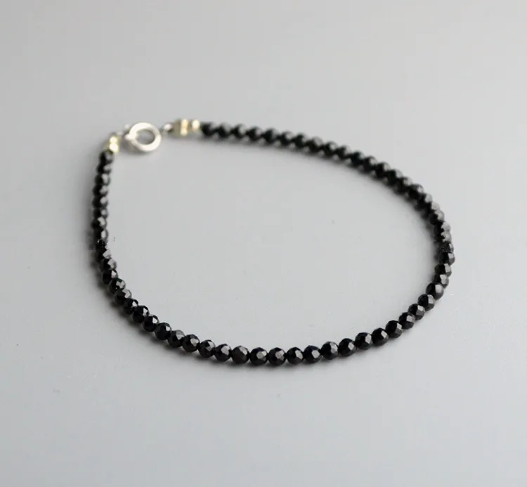 Черный круглый граненый 2/3/4/5/6 мм шпинель браслет оптом бусины природы FPPJ драгоценный камень